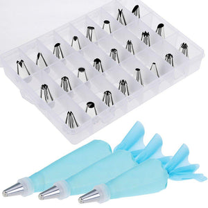 Vastar Cake Decorating Supplies Kit - 30 in 1 cake decorations, 24Pcs Professional Stainless Steel DIY Icing Tips with 3 Reusable Coupler & Storage Case & 3 Sizes Silicone Cake Decorating Pastry Bags