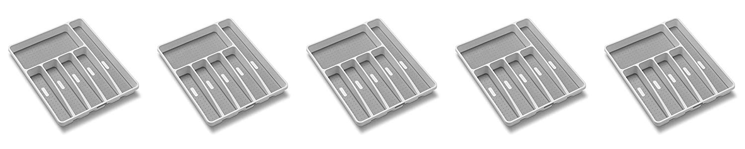 madesmart Classic Large Silverware Tray - White | CLASSIC COLLECTION | 6-Compartments |  Soft-grip Lining and Non-slip Feet |BPA-Free