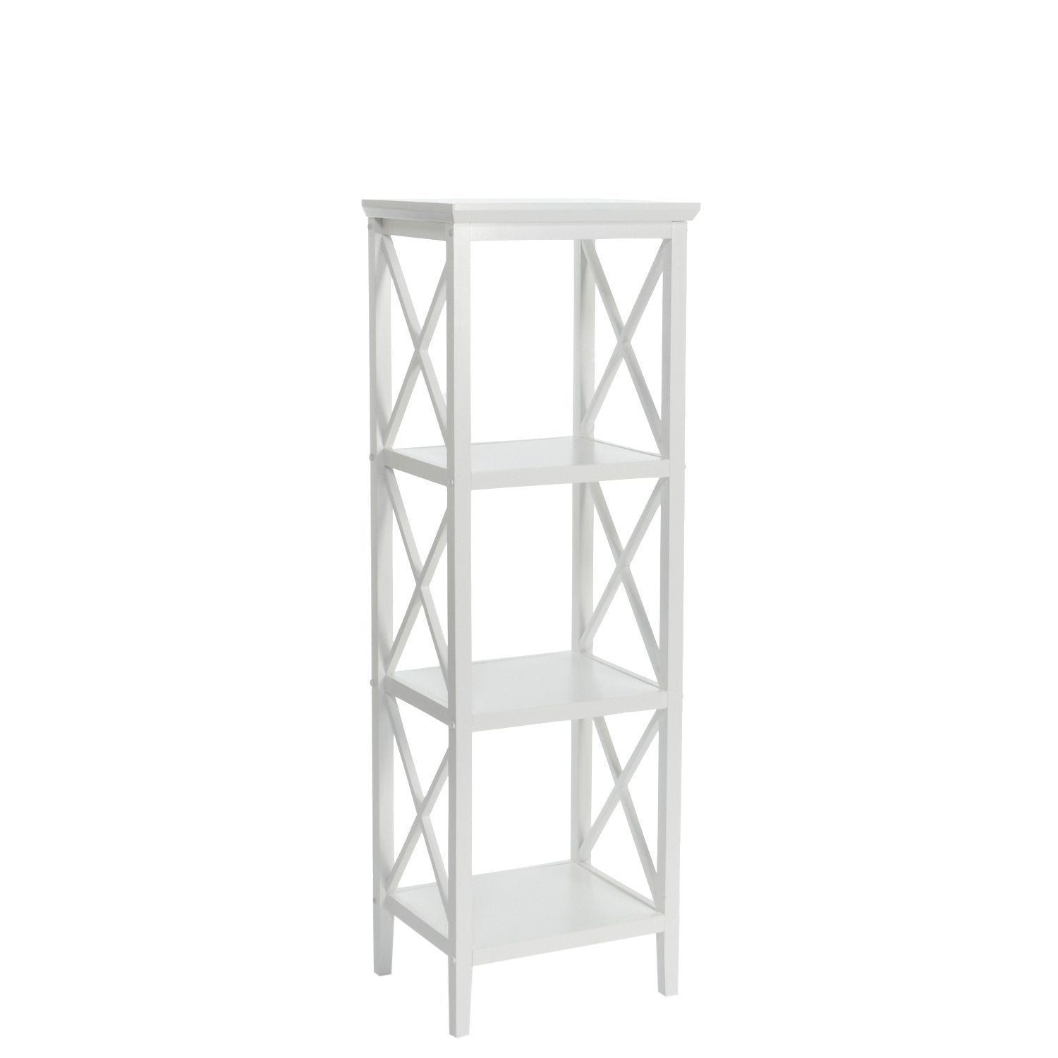 RiverRidge X- Frame Collection 4-Shelf Storage Tower, White