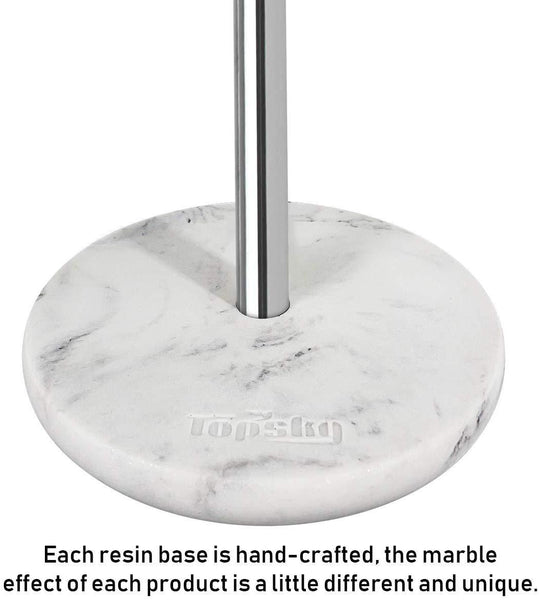 Topsky Paper Towel Holder for Kitchen - Kitchen Paper Towel Dispenser with Weighted Base for Standard Paper Towel Rolls, Stainless Steel and Marble Effect