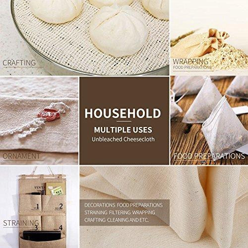 Olicity Cheesecloth, Grade 90, 45 Square Feet, 100% Unbleached Cotton Fabric Ultra Fine Cheesecloth for Cooking, Strainer, Baking, Hallowmas Decorations (5 Yards)