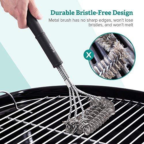 Sable Grill Brush Bristle Free - BBQ Grill Cleaning Brush and Scraper- Safe 18" Weber Grill Cleaning Kit for Stainless Steel, Ceramic, Iron, Gas & Porcelain Barbecue Grates