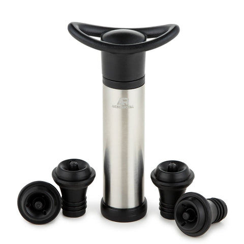 [Newest version] Wine Saver Vacuum Pump Preserver from AKSESROYAL with 4 Valve Air Bottle Stoppers