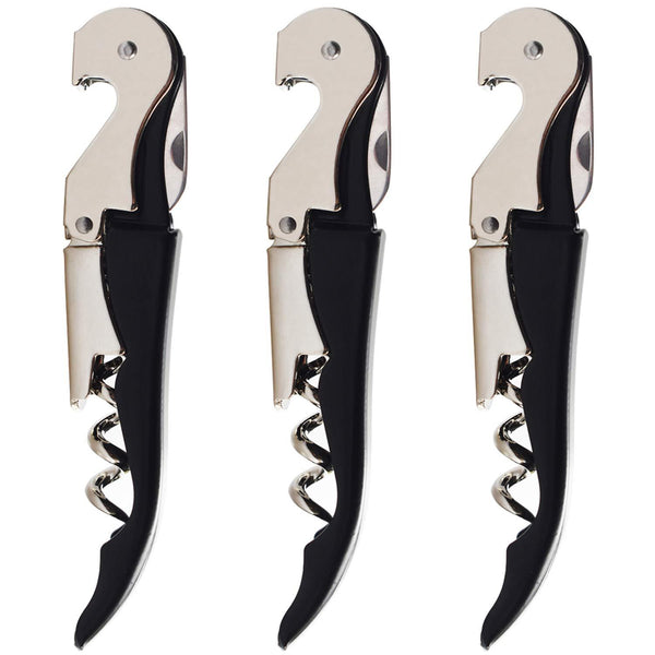 HYZ Twichan 3 Pack Waiter Corkscrew Upgraded Heavy Duty Wine Opener Set with Foil Cutter and Bottle Opener Wine Key for Restaurant Waiters, Sommelier, Bartenders and Wine Enthusiast Black