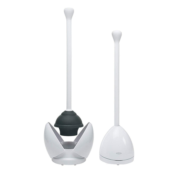 OXO Good Grips Hideaway Toilet Plunger and Canister, White