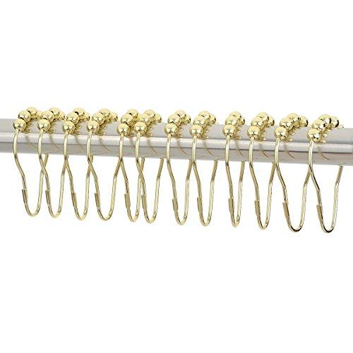 Amazer Shower Curtain Hooks Rings, Stainless Steel Shower Curtain Rings and Hooks for Bathroom Shower Rods Curtains-Set of 12-Polished Nickel