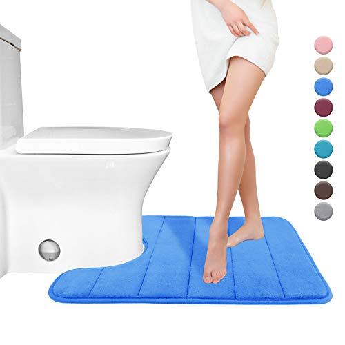 Yimobra Memory Foam Toilet Bath Mat U-Shaped Maximum Absorbent,Soft,Comfortable,Non-Slip,Thick,Machine Wash and Easier to Dry for Bathroom Commode Contour Rug,24" X 20" Grey