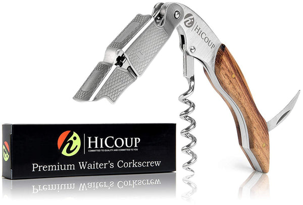 Professional Waiter’s Corkscrew by HiCoup - Rosewood Handle All-in-one Corkscrew, Bottle Opener and Foil Cutter, Used By Sommeliers, Waiters and Bartenders Around The World