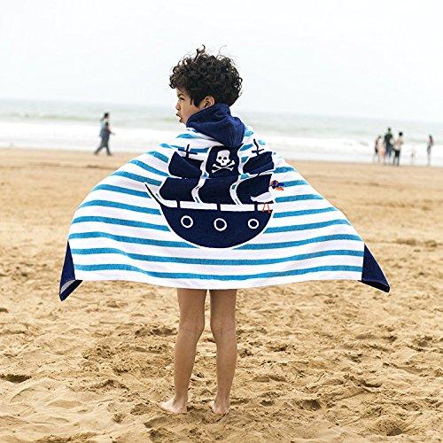 Bavilk Kids Children Hooded Poncho Dinosaur Swim Beach Bath Towel for Girls / Boys