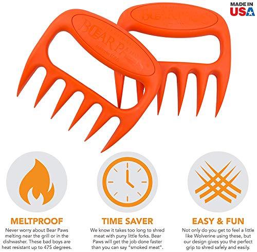 The Original Bear Paws Shredder Claws - Easily Lift, Handle, Shred, and Cut Meats - Essential for BBQ Pros - Ultra-Sharp Blades and Heat Resistant Nylon