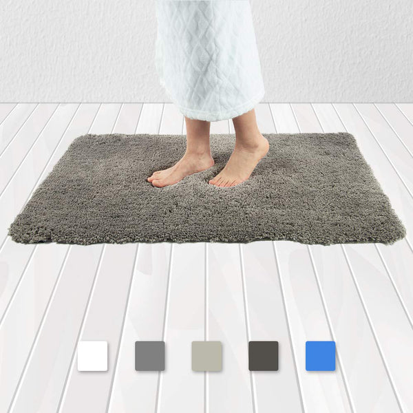 Walensee Bathroom Rug Non Slip Bath Mat for Bathroom (16 x 24) Water Absorbent Soft Microfiber Shaggy Bathroom Mat Machine Washable Bath Rug for Bathroom Thick Plush Rugs for Shower (Gray)