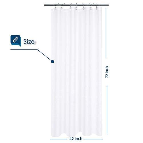 Waffle Weave Fabric Shower Curtain 230 GSM Heavy Duty, Spa, Hotel Luxury, Water Repellent, White Pique Pattern, 71 x 72 inches Decorative Bathroom Curtain