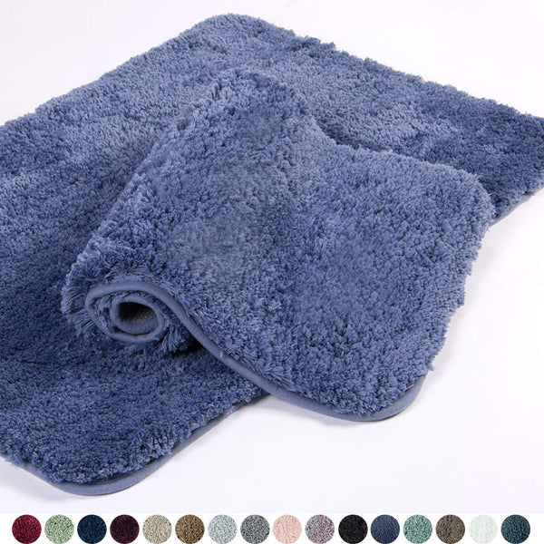 Walensee Bathroom Rug Non Slip Bath Mat for Bathroom (16 x 24) Water Absorbent Soft Microfiber Shaggy Bathroom Mat Machine Washable Bath Rug for Bathroom Thick Plush Rugs for Shower (Gray)