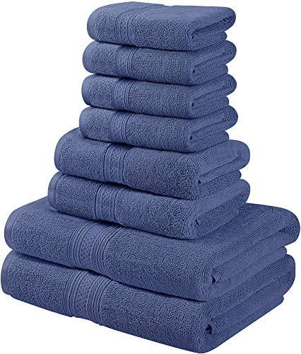 Utopia Towels 8 Piece Towel Set, 700 GSM, 2 Bath Towels, 2 Hand Towels and 4 Washcloths, Dark Grey