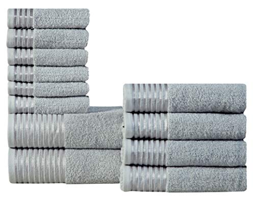 600 GSM Ultra Soft 100% Combed Cotton 6-piece Towel Set (Charcoal Black): 2 Bath towels, 2 Hand towels, 2 Washcloths, Long-staple Cotton, Spa Hotel Quality, Super Absorbent, Machine Washable