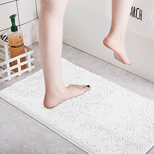 ITSOFT Non Slip Shaggy Chenille Soft Microfibers Bathroom Rug with Water Absorbent, Machine Washable, 21 x 34 inches Charcoal Gray