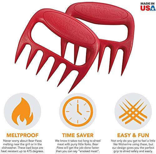 The Original Bear Paws Shredder Claws - Easily Lift, Handle, Shred, and Cut Meats - Essential for BBQ Pros - Ultra-Sharp Blades and Heat Resistant Nylon