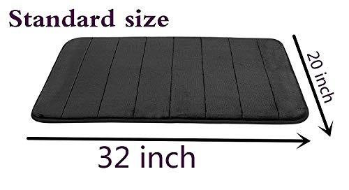 FINDNEW [Update Non-Slip Soft Microfiber Memory Foam Bath Mat,Toilet Bath Rug,with Increased Anti-Skid Bottom Washable Quickly Drying Bathroom mats (16" X 24", Black)