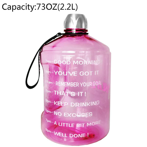 BuildLife 1 Gallon Water Bottle Motivational Fitness Workout with Time Marker |Drink More Water Daily | Clear BPA-Free | Large 128 Ounce/73OZ/43OZ of Water