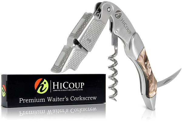 Professional Waiter’s Corkscrew by HiCoup - Rosewood Handle All-in-one Corkscrew, Bottle Opener and Foil Cutter, Used By Sommeliers, Waiters and Bartenders Around The World