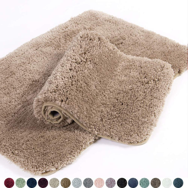 Walensee Bathroom Rug Non Slip Bath Mat for Bathroom (16 x 24) Water Absorbent Soft Microfiber Shaggy Bathroom Mat Machine Washable Bath Rug for Bathroom Thick Plush Rugs for Shower (Gray)