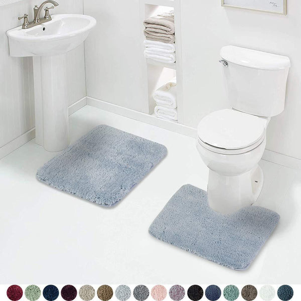 Walensee Bathroom Rug Non Slip Bath Mat for Bathroom (16 x 24) Water Absorbent Soft Microfiber Shaggy Bathroom Mat Machine Washable Bath Rug for Bathroom Thick Plush Rugs for Shower (Gray)