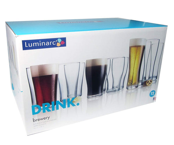 Arc International Luminarc 12-Piece Brewmaster Set,4 of each: midland 16 oz., Tulip 16 oz., Oslo pilsner 16 oz.