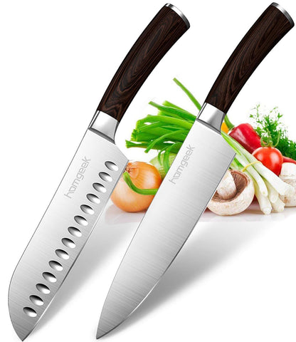 Homgeek 2-Piece Ultra Sharp Chef Knives,8 inch Chef Knife & 7 inch Santoku Knife,Germany Stainless Steel,Ergonomic Handle