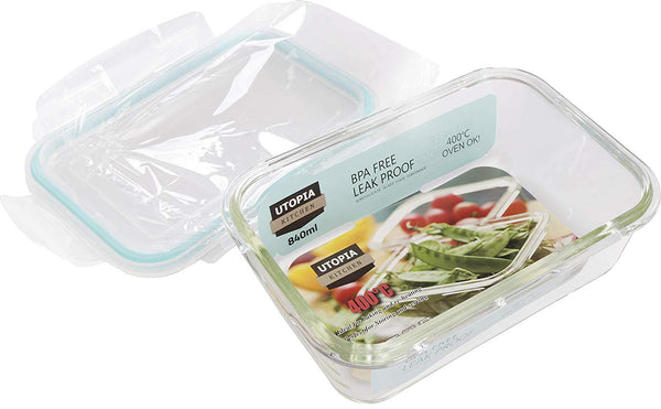 Utopia Kitchen Glass Containers for Food Storage with Lids (3-Pack, 28 oz.)  - Food Prep Airtight Containers with Lids - BPA Free and FDA Approved Containers