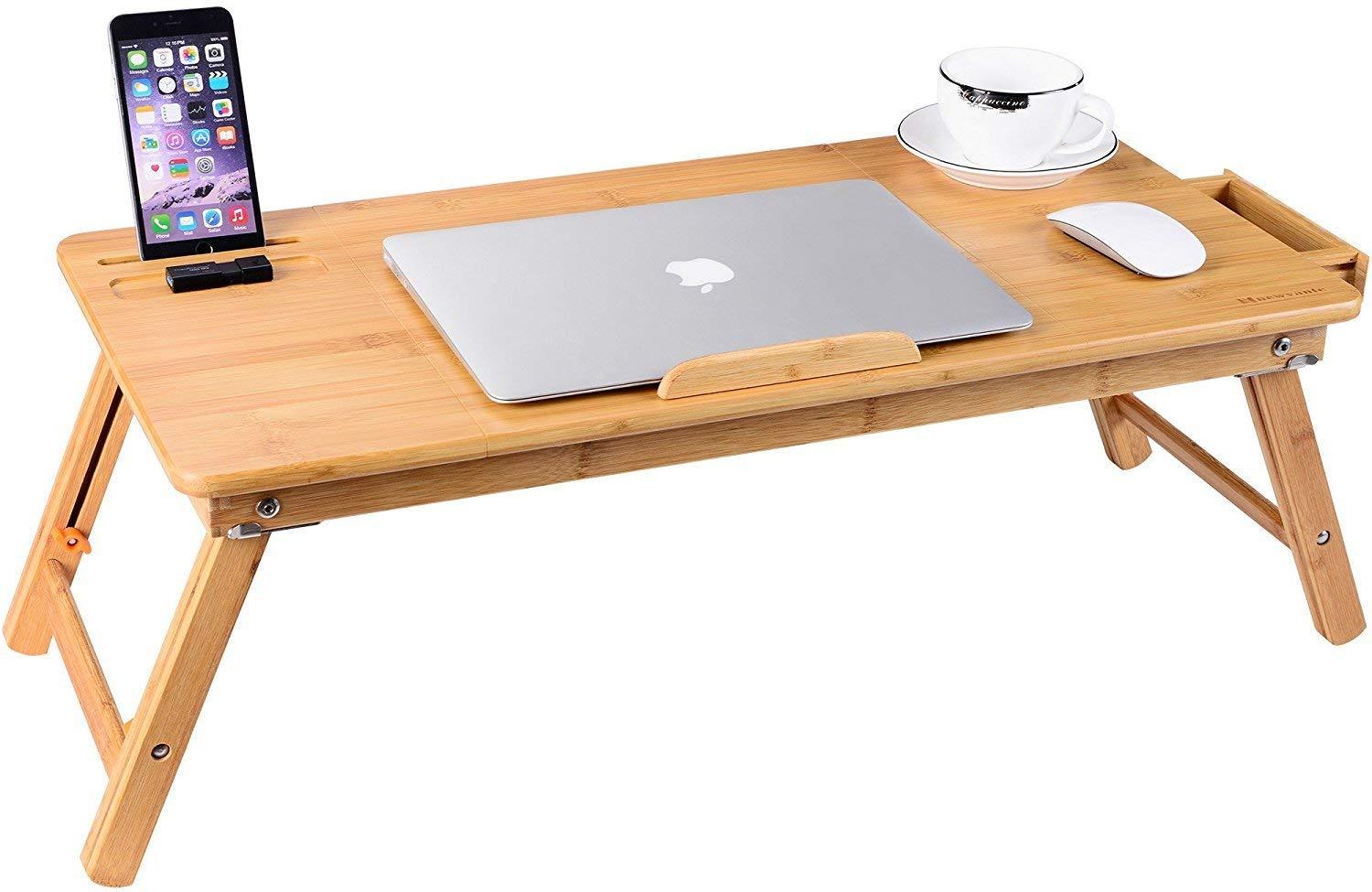 Laptop Desk, NNEWVANTE Bamboo Laptop Table Adjustable Lap Tray Bed Serving Tray BWZ-ZS71L