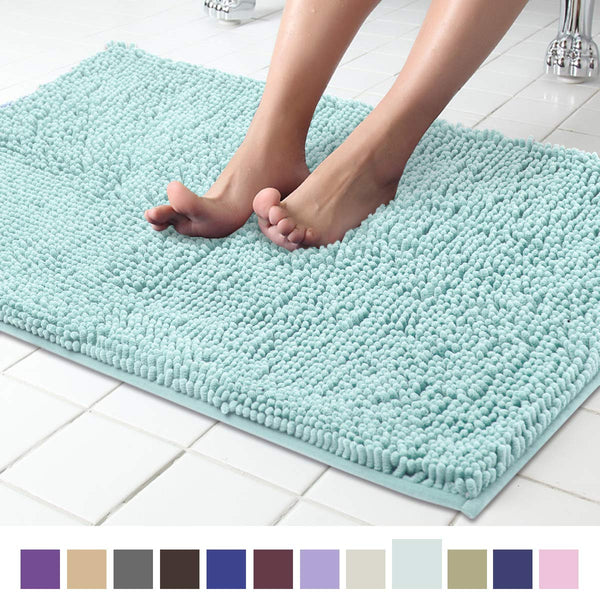 ITSOFT Non Slip Shaggy Chenille Soft Microfibers Bathroom Rug with Water Absorbent, Machine Washable, 21 x 34 inches Charcoal Gray