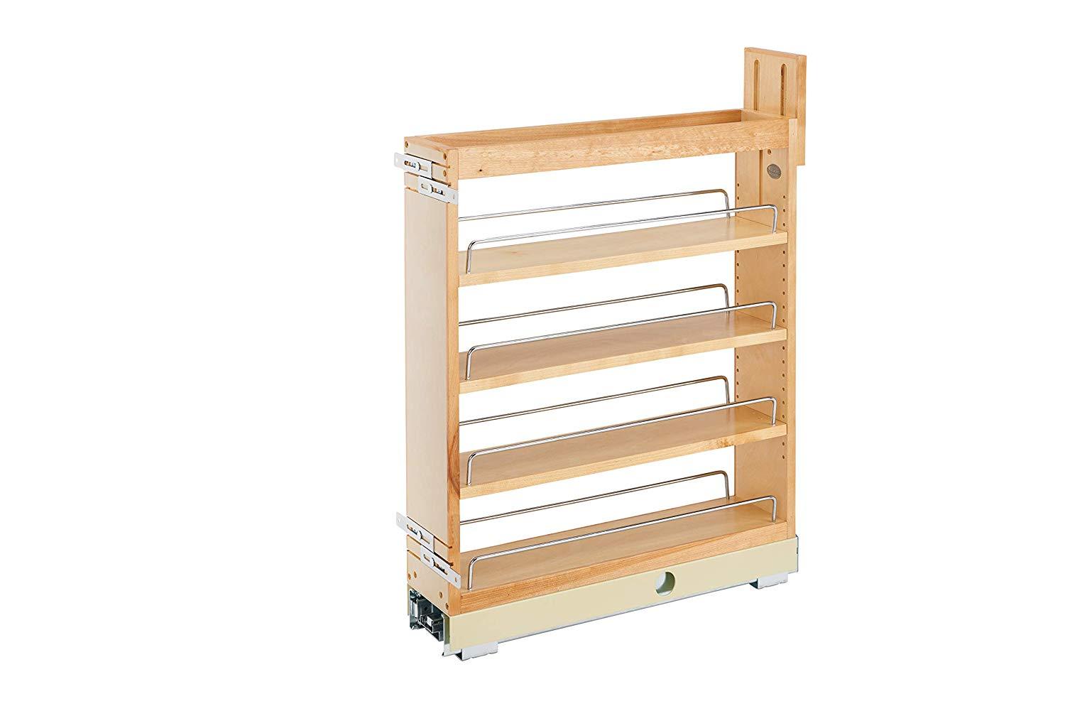 Rev-A-Shelf - 448-BCBBSC-5C - 5 in. Pull-Out Wood Base Cabinet Organizer with Ball-Bearing Soft-Close Slides