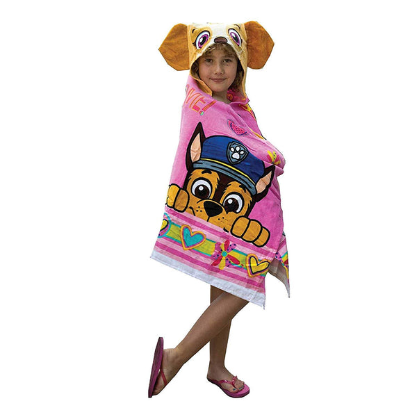 Franco Kids Bath and Beach Soft Cotton Terry Hooded Towel Wrap, 24” x 50”, Paw Patrol Blue