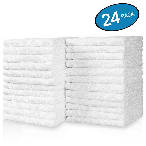 MoMA Kitchen Towel Set - 12”x12” White Cotton Bar Rags (Pack of 24) - High-Absorbent Cleaning Towels - Heavy Duty Kitchen Cleaning Rags - Terry Cloth Cotton Kitchen Towels for Cleaning