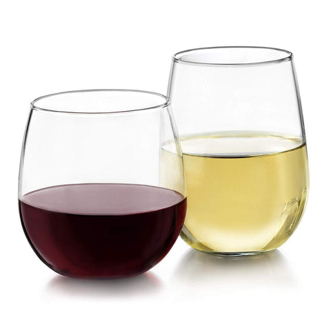 ELOHAS Stemless 12-Piece Wine Glass Party Set for Red and White Wines