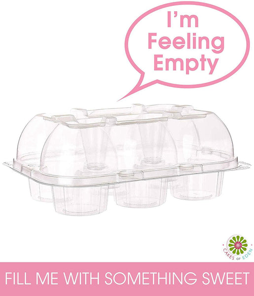 (6 Pack x 12 Sets) STACK'nGO Cupcake Carriers - High Tall Dome Clear Containers Thick Plastic Disposable Storage Boxes. 2 Dozen Compartments Slots Holder Cupcakes Box Tray Container. Cup Cake Holders