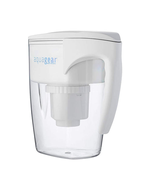 Aquagear Water Filter Pitcher - Fluoride, Lead, Chloramine, Chromium-6 Filter - BPA-Free, Clear