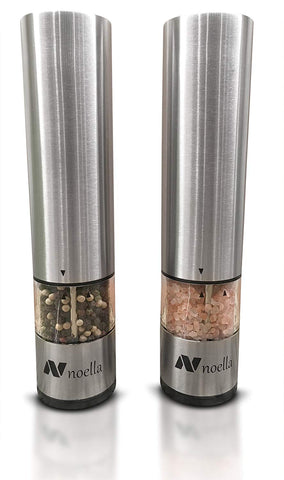 #1 Automatic Salt and Pepper Grinder Set: Electric Pepper Mill and Salt Grinder with LED Light by Noella N-101501-02