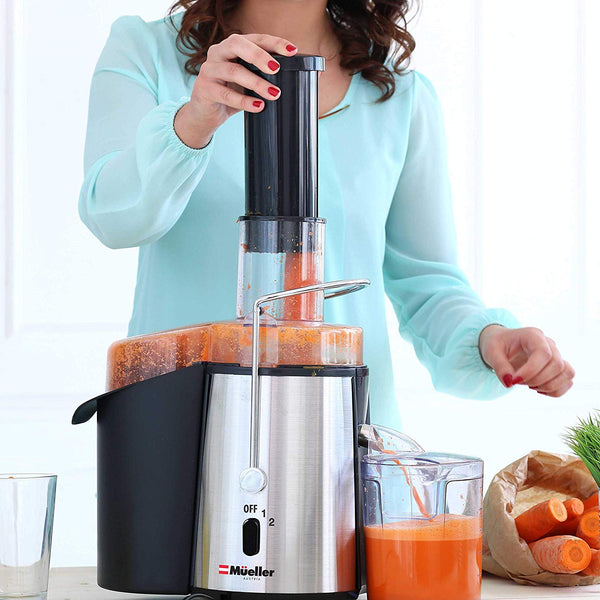 Mueller Austria Juicer Ultra 1100W Power, Easy Clean Extractor Press Centrifugal Juicing Machine, Wide 3” Feed Chute for Whole Fruit Vegetable, Anti-drip, High Quality, BPA-Free, Large, Silver