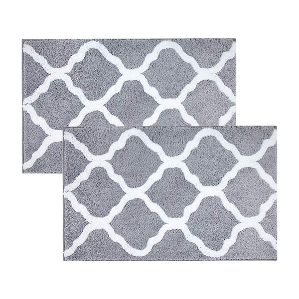 Pauwer Microfiber Bathroom Rugs Geometric, Non Slip Bath Rugs Floor Mat Machine Washable (18"x26", Grey)