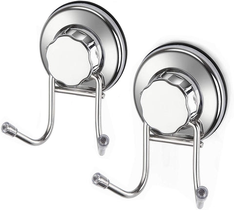 iPEGTOP Strong Suction Cup Hooks Damage Free Stainless Steel Hook for Towel, Robe, Loofah, Bags, Coat, Kitchen Tools and Bathroom Accessories, 2 Pack