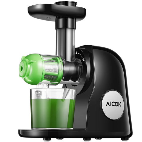 Juicer Machines, Aicok Slow Masticating Juicer Extractor Easy to Clean, Quiet Motor & Reverse Function, BPA-Free, Cold Press Juicer with Brush, Juice Recipes for Vegetables and Fruits