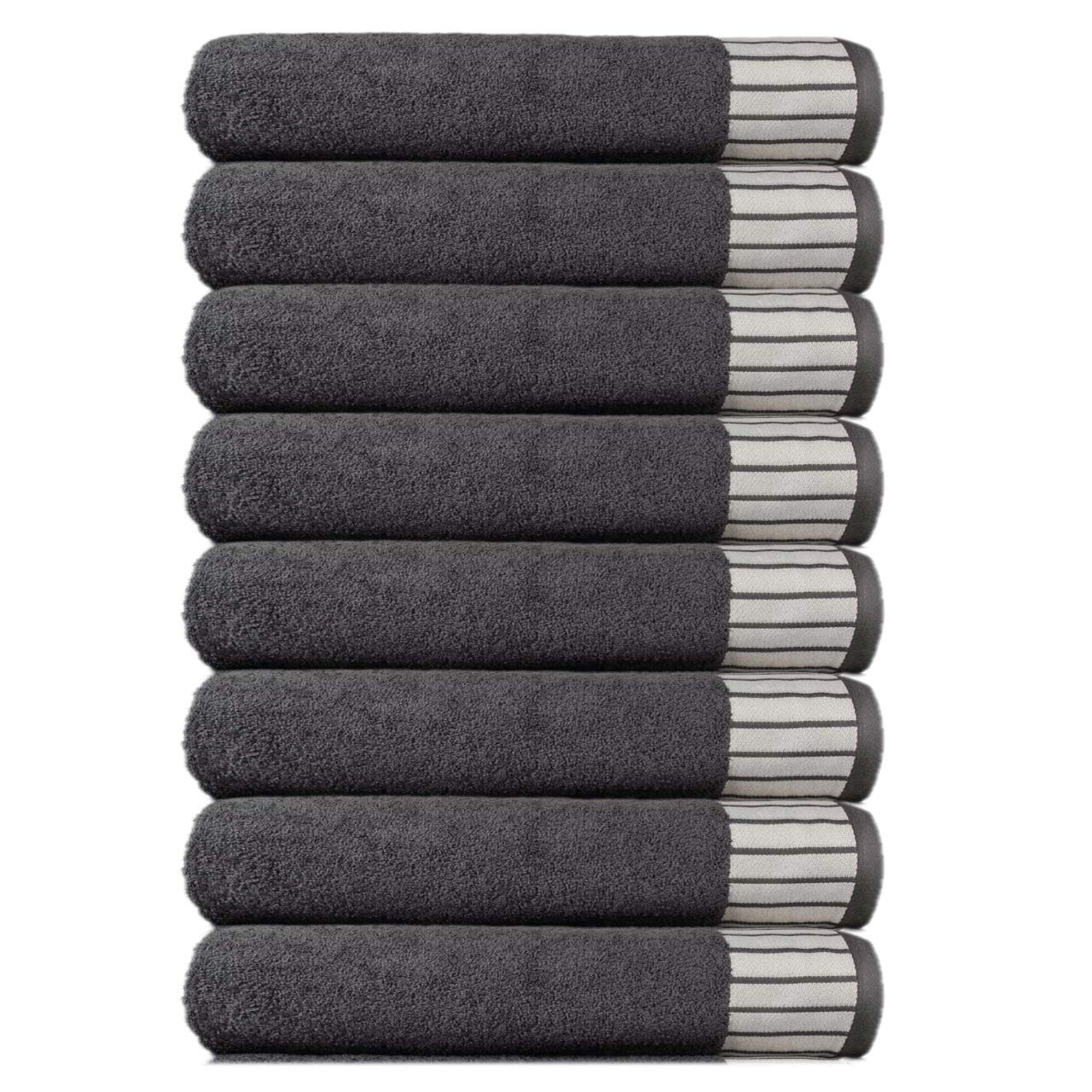CASA COPENHAGEN Premium Towels, 8 Piece Bath Towel Set (Grey) - Egyptian Cotton - Hotel Quality - Super Soft - Highly Absorbent - Fade Resistant