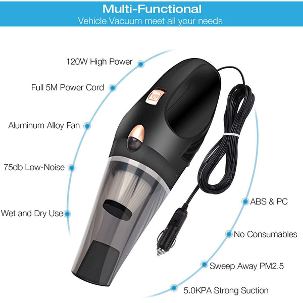 Car Vacuum, AOJOYS 120W Handheld Vacuum for Car DC-12V Portable Wet Dry Car Vacuum