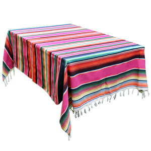 OURWARM 59 X 84 INCH MEXICAN BLANKET STRIPED TABLECLOTH FOR MEXICAN WEDDING PARTY DECORATIONS