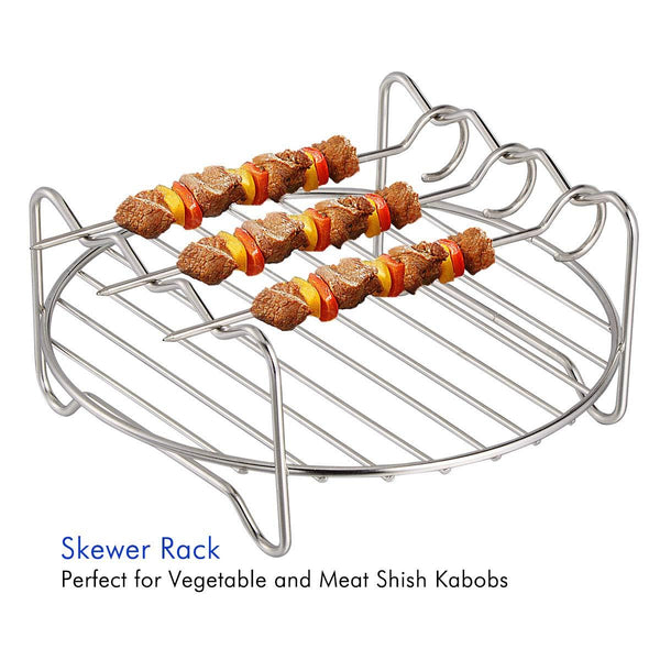 Air Fryer Accessories, 6" Pizza Pan, Multi-Purpose Rack with Skewers, Set of 2