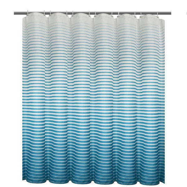 VCVCOO Standard Size Wave Vertical Strip Fabric Shower Curtains Waterproof,Abstract Decor Colorful Wave Bath Curtain White and Blue, 100% Polyester Bath Curtains for Bathroom Washable 72 Inch