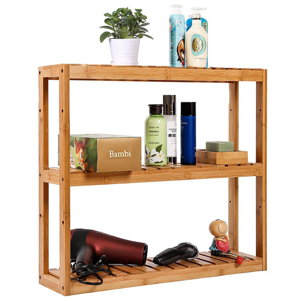 Bathroom Shelf 3-Tier Wall Mount Shelf Living Room Kitchen Adjustable Free Standing Multifunctional Utility by Domax