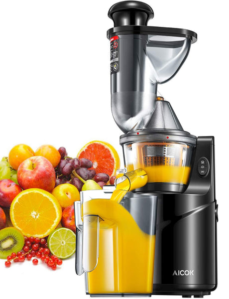 Aicok Masticating Juicer, Juicer Machine with 3” Whole Juicer Chute for Fruits and Vegetables