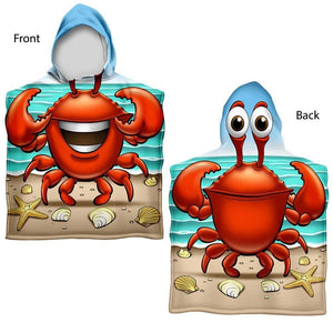 Kids Crabbie Cotton Hooded Poncho Bath/Beach Towel